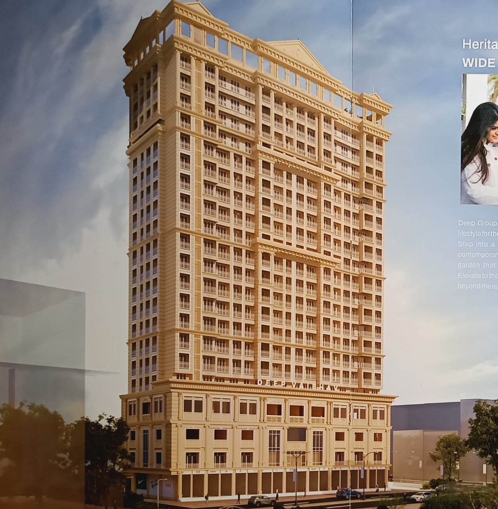 Deep Vaibhav heritage-styled residential tower elevation in Nalasopara West